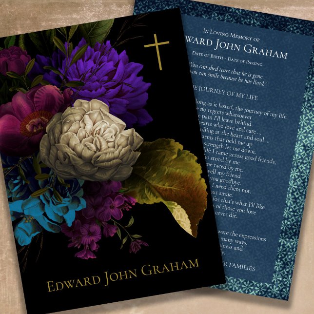 Compasión Floral Memorial Funeral Gracias Tarjeta (Elegant Sympathy Floral Funeral Thank You Card)