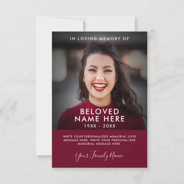 Compasión Memoria funeral Gracias tarjeta de foto (Anverso)