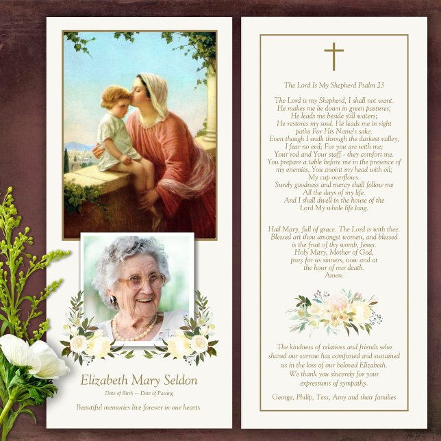 Compasión por St Ann & Mary Funeral Gracias Card (Catholic, Religious, Celebration of Life, In Loving Memory of, Forever in our hearts, funeral cards)