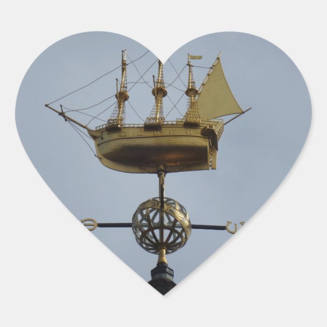 Compass Rosa Heart Pegatinas (Anverso)