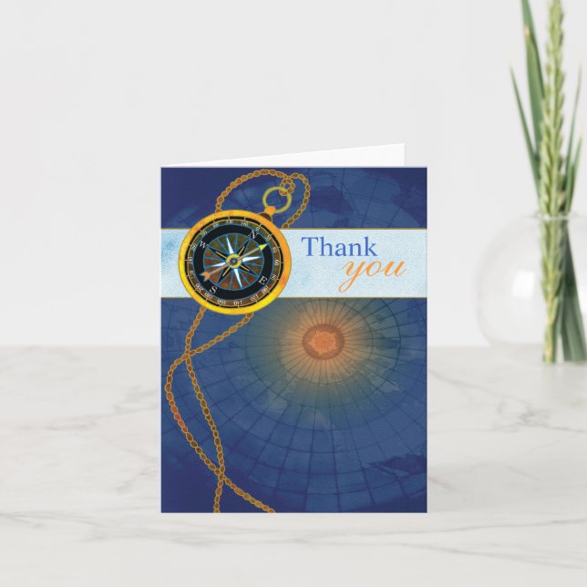 Compass + World Map - Tarjeta de agradecimiento (Anverso)