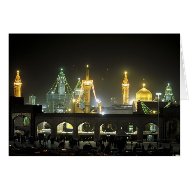 Complejo Shrine Imam Reza de noche, Mashhad, (Anverso (Horizontal))