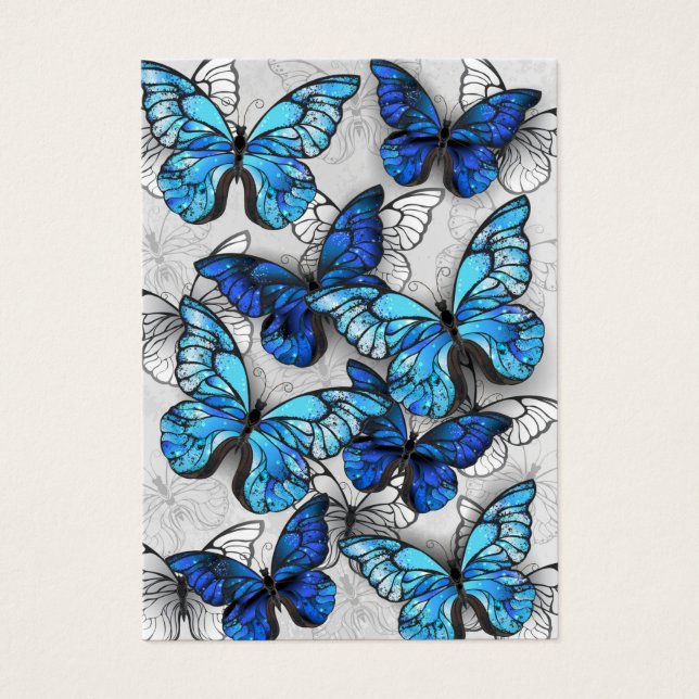 Composición de mariposas blancas y azules (Frente)