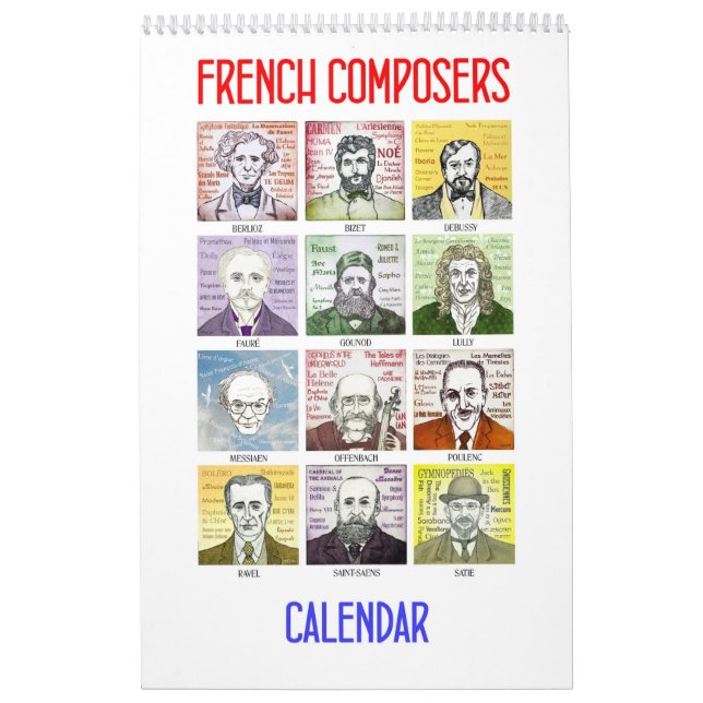 Compositores franceses - calendario de pared (Tapa)