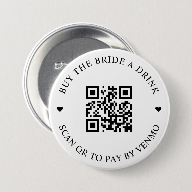 Compra A La Novia Una Bebida Botón De Código QR (Anverso y reverso)