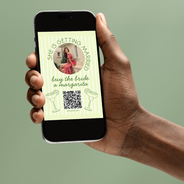 Compra a la novia una tarjeta de código Qr de foto (Buy the Bride a Margarita Photo Bride Qr Code Card)