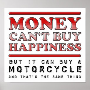 Comprando Felicidad Póster Divertido de Motociclet