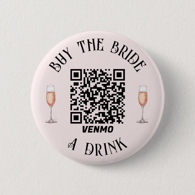 Comprar a la NOVIA una Bebida Botón QR Elegante (Anverso)