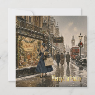 Compras de Navidad de la Dama de Londres de los 50