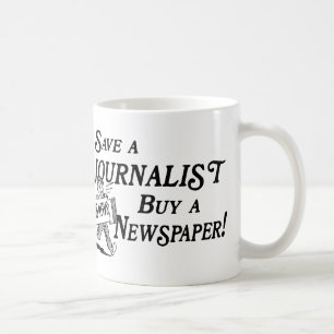 Compre el periódico ahorran la taza del periodista
