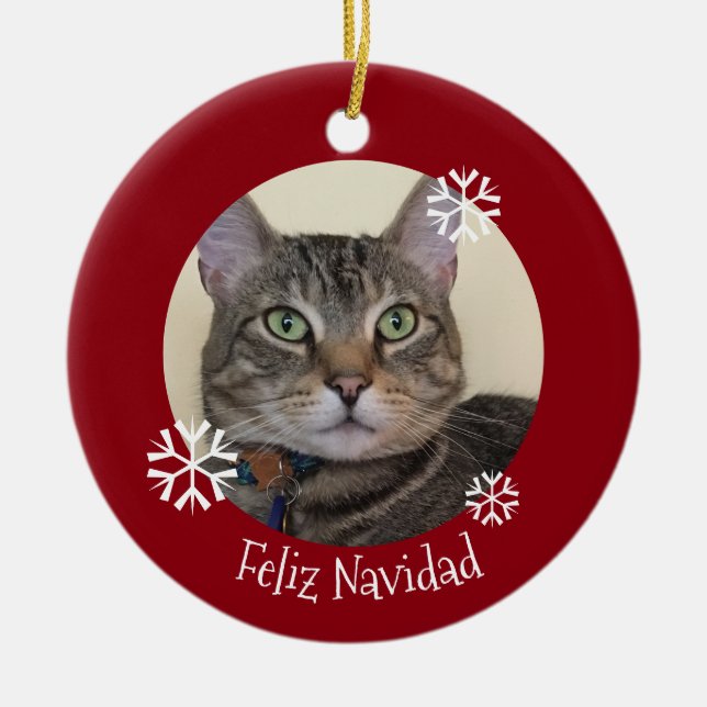 Comprimido Navidades de gato adorno de cerámica (Frente)