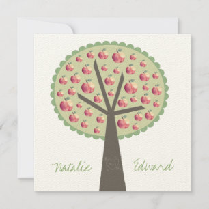 Compromiso de Apple Tree Love Carving Invitación