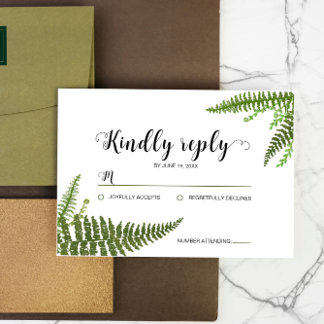 Compromiso de Boda de la hoja verde acuarela RSVP