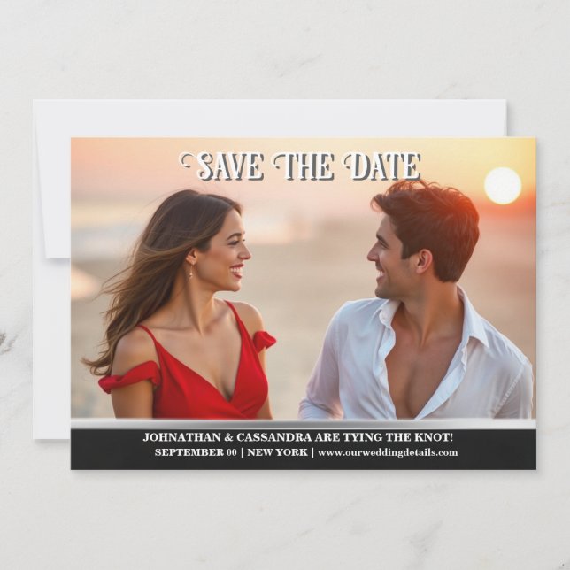 Compromiso de las parejas invitación boda FOTO DIY (Anverso)