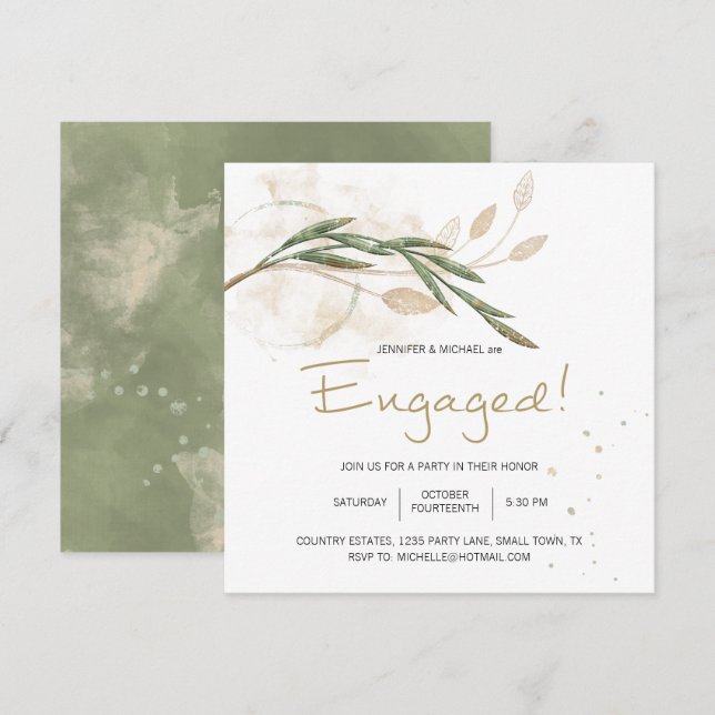 Compromiso elegante con floral verde azarosa de or (Anverso / Reverso)