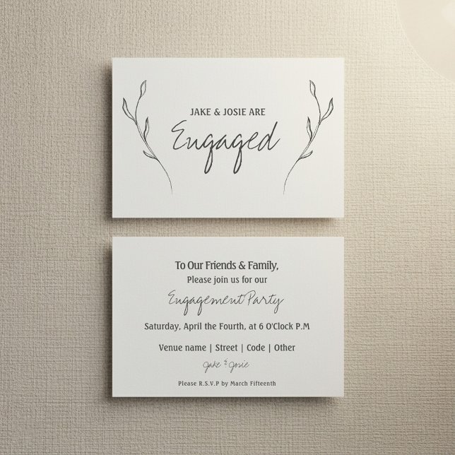 Compromiso floral, invitación fiesta comprometida (Floral Engagement, engaged party announcement.)