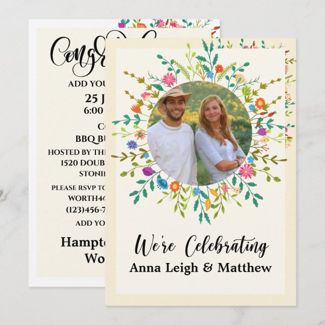 Compromiso - Invitación de Anuncio de Boda (Anverso / Reverso)