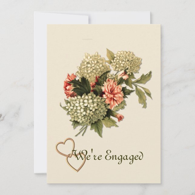 Compromiso Invitación Vintage Flower Bouquet (Anverso)