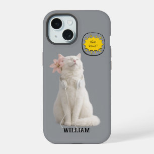 COMPRUEBA MEO Gato Blanco con Auriculares – Person