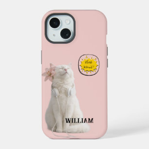 COMPRUEBA MEO Gato Blanco con Auriculares – Person