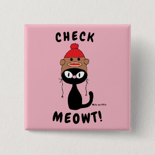 "¡COMPRUÉBAME!" divertido botón de gato de dibujos