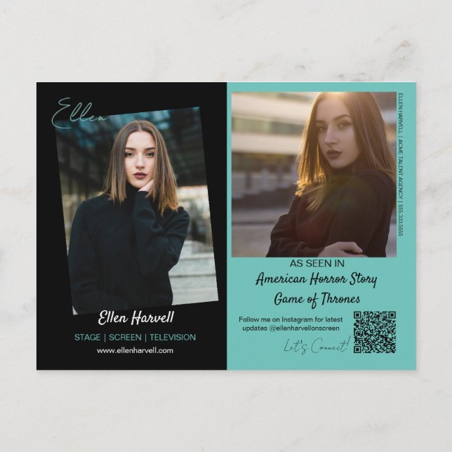 Compuesto de modelo de actor 3 tarjeta de promoció (Reverso)