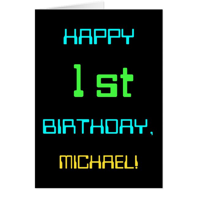 Computación digital divertida tema primer cumpleañ (Frente)