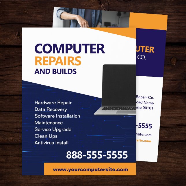 Computer Repairs and Maintenance Flyer Template (Subido por el creador)