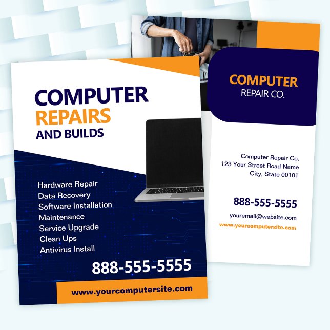 Computer Repairs and Maintenance Flyer Template (Subido por el creador)