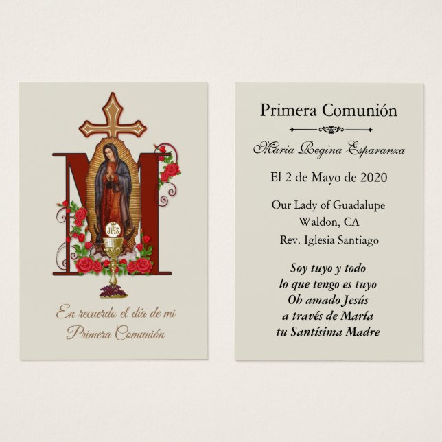 Comunión Católica Religiosa Guadalupe Española (Anverso y reverso)