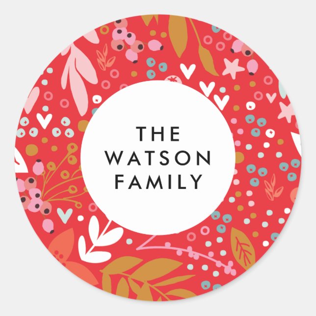 Con amor Navidades florales Bonito Pegatina de vac (Anverso)