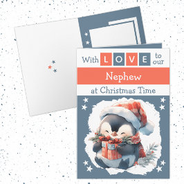 Con amor, sobrino pingüino Navidad gris