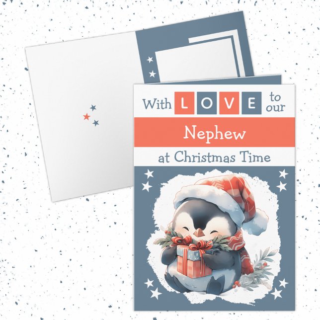 Con amor, sobrino pingüino Navidad gris (Subido por el creador)