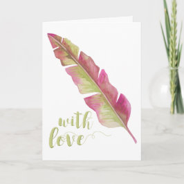 Con Amor - Tarjeta de Felicitación de Plumas Rosad