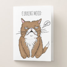 Carpeta actual divertida del gato de Meh del humor