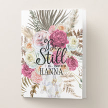 Carpeta de bolsillo de hierba de pampas florales d