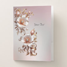 Carpeta de bolsillo floral rosa decorativa