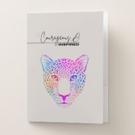 Con Bolsillos Carpeta de leopardo arcoíris valiente e inspirada