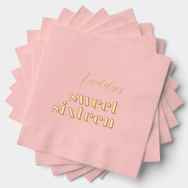 Con Brillo Dulces 16 servilletas estampadas en rosa y Relieve (Insitu (apilados))