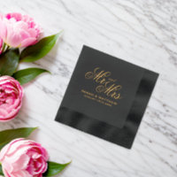 Servilletas de boda de papel de aluminio negro y d