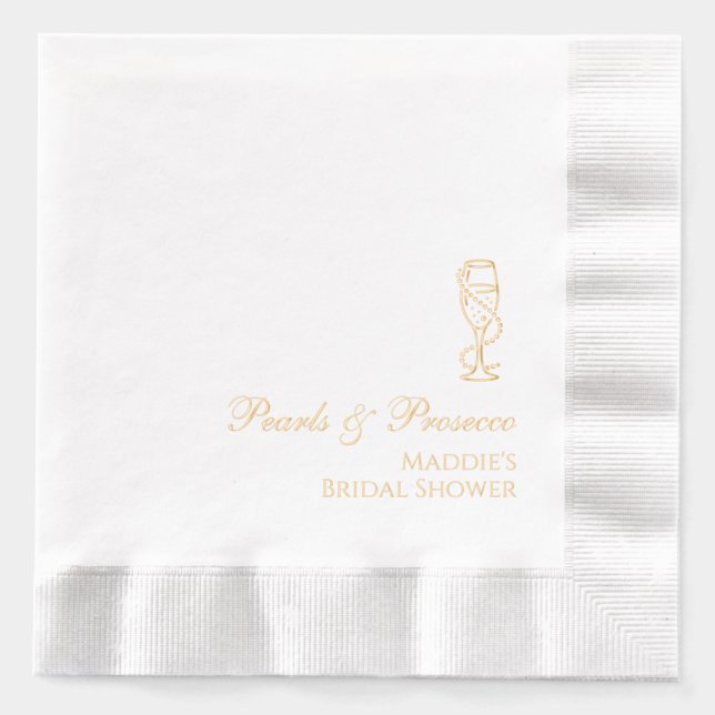 Con Brillo Servilletas de Ducha de Novia Personalizadas Perla (Anverso)
