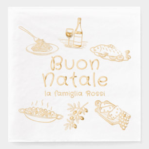 Con Brillo Servilletas de Navidad italianas de comida y vino