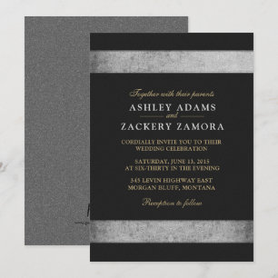 Con clase/negro, oro, invitación de la boda del