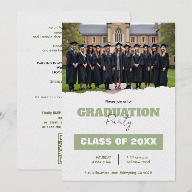 Con código QR Invitación a la Fiesta de Graduación (Anverso / Reverso)