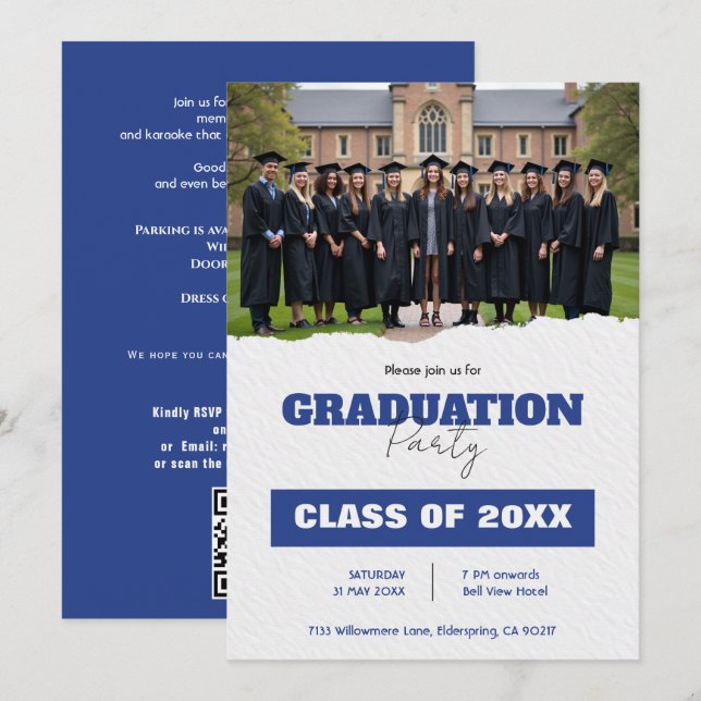Con código QR Invitación a la Fiesta de Graduación (Anverso / Reverso)