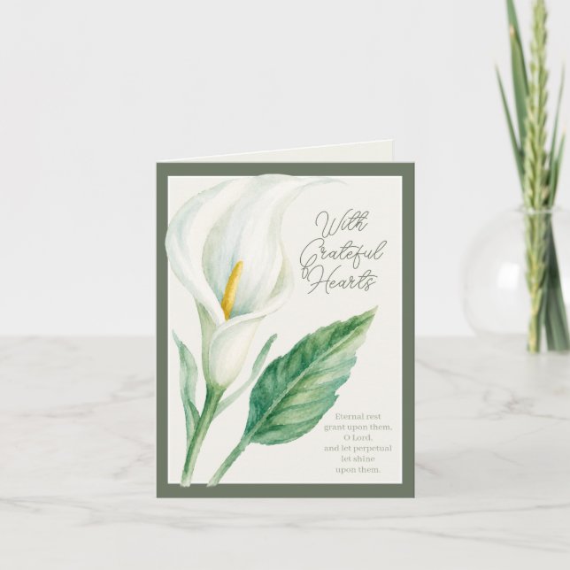 Con Corazones Agradecidos Calla Lily Memorial Agra (Anverso)
