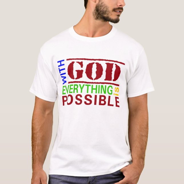 Con Dios todo es posible camiseta cristiana (Anverso)