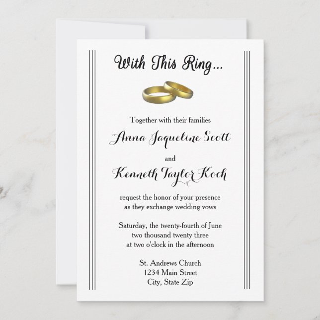 Con este Anillo... - Invitación de Boda (Anverso)