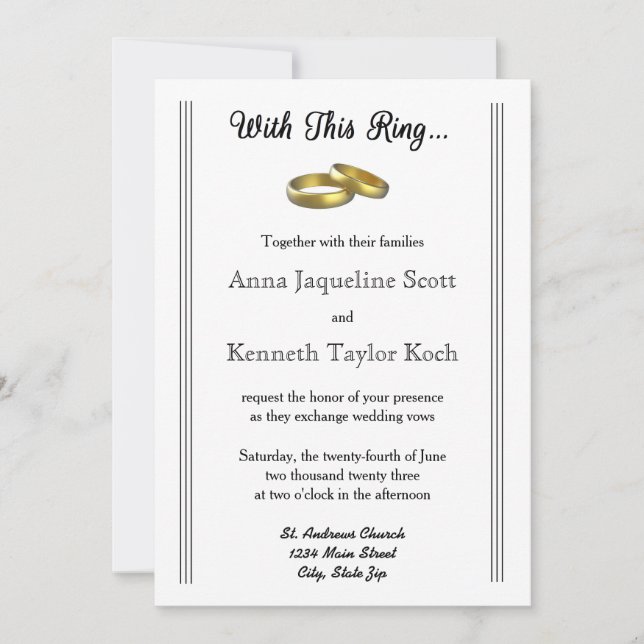 Con este anillo… - Invitación de la boda (Anverso)