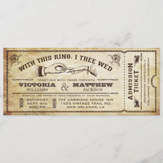 Con Este Anillo, Vintage Wedding Invitación